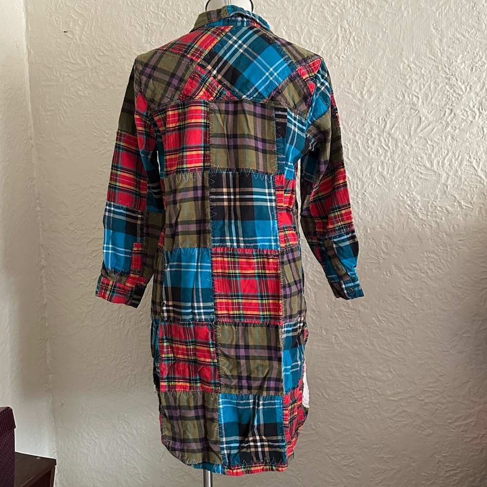 Soft Surroundings Madras Plaid Patchwork Flannel … - image 5
